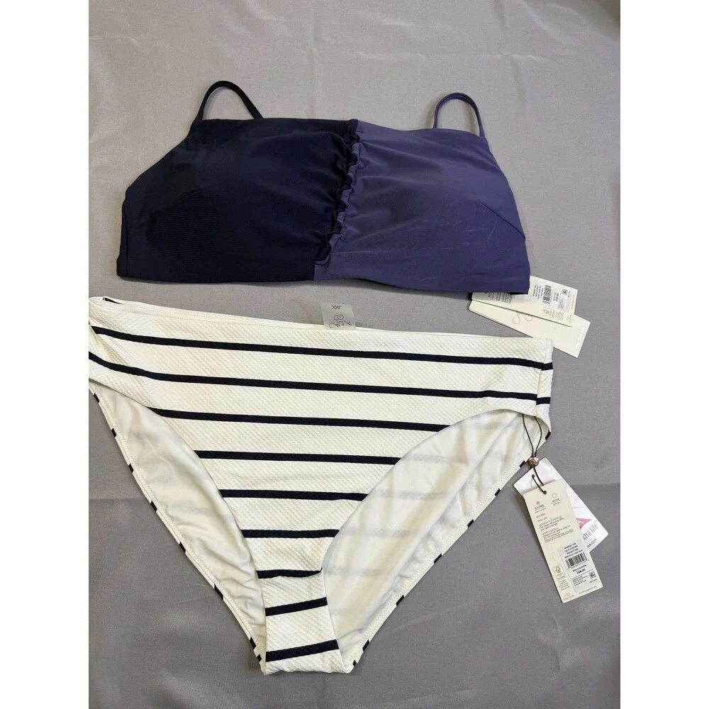 Womens Calia Swimsuit Bikini Size XXL Navy And White 2 Piece Swim Wear